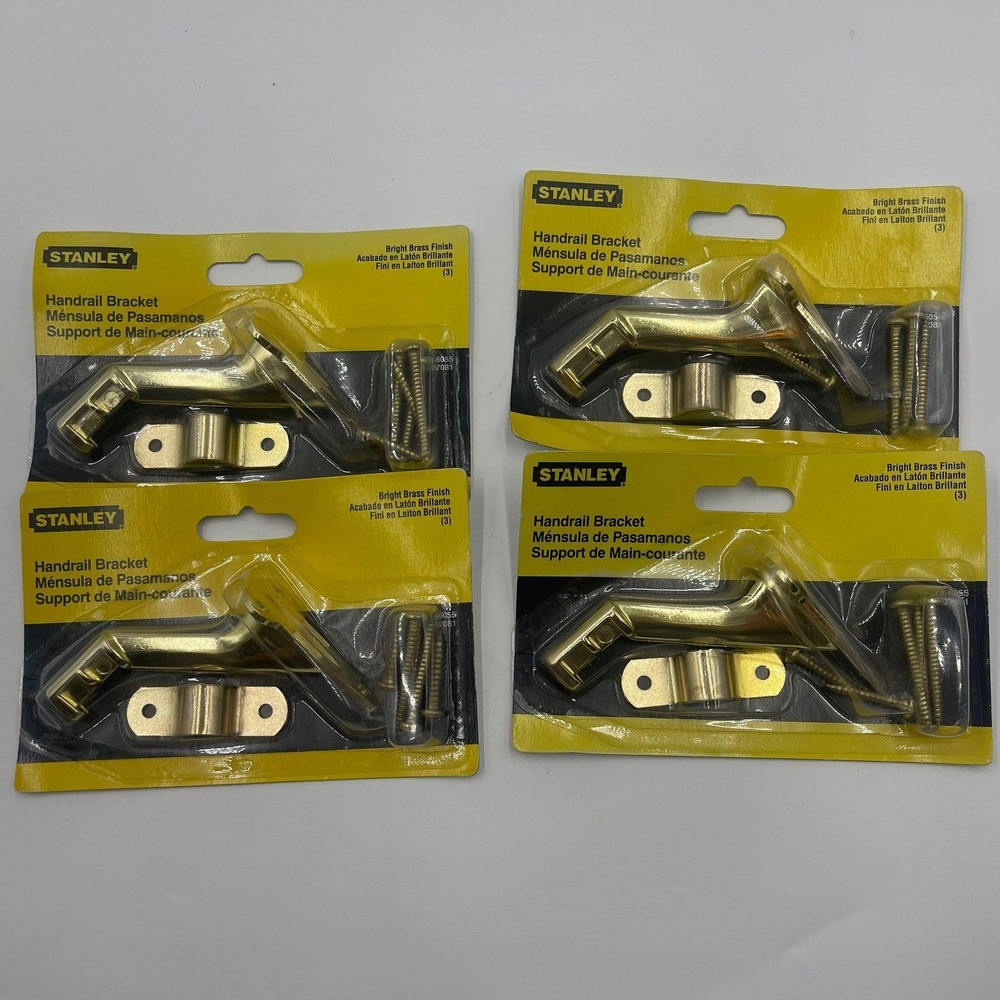 4 Pack Stanley‎ 75 6055 Bright Brass Finish Handrail Brackets New